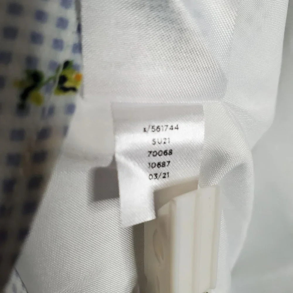 Loft Size 14 Dress Long Gingham Floral Flutter Sleeve Faux Wrap Ruffle Hem Lined - Picture 6 of 15